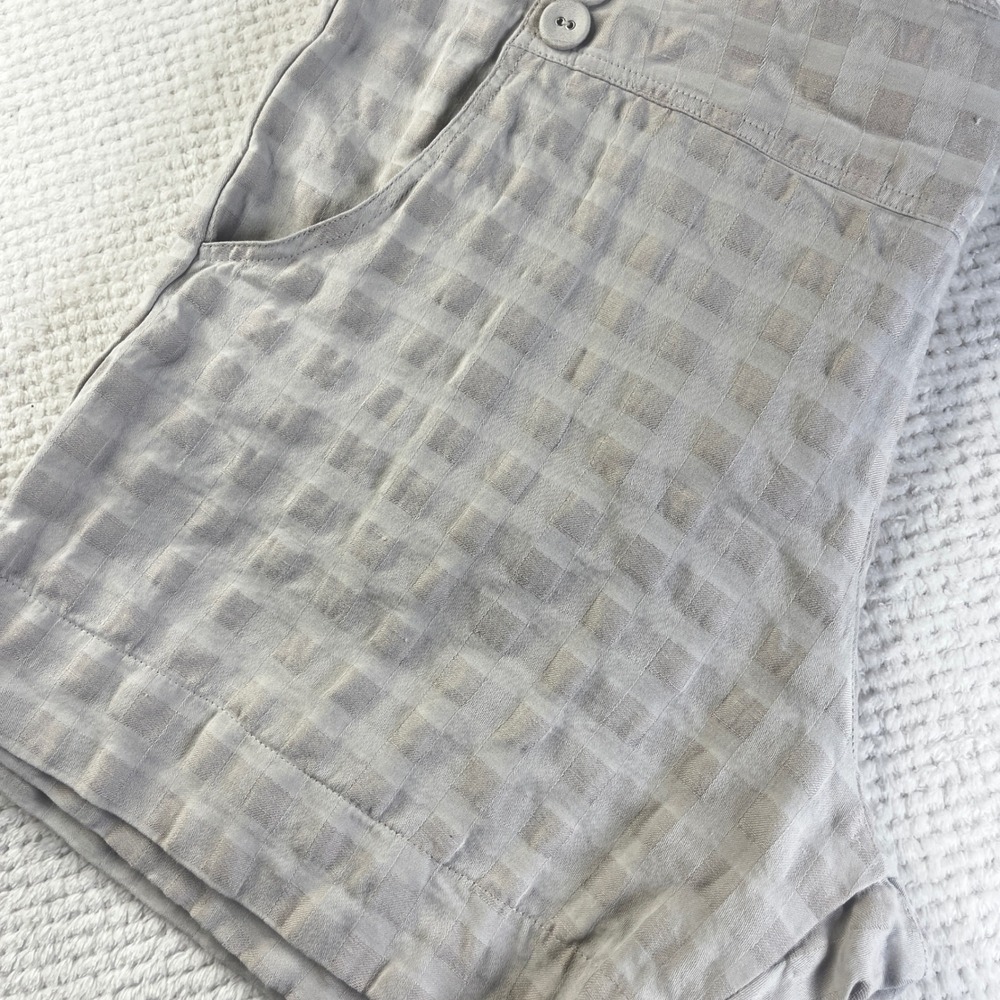 Ethos Paris Womens Gray Beige Checkered Jacquard High Waist Side Zip Shorts L